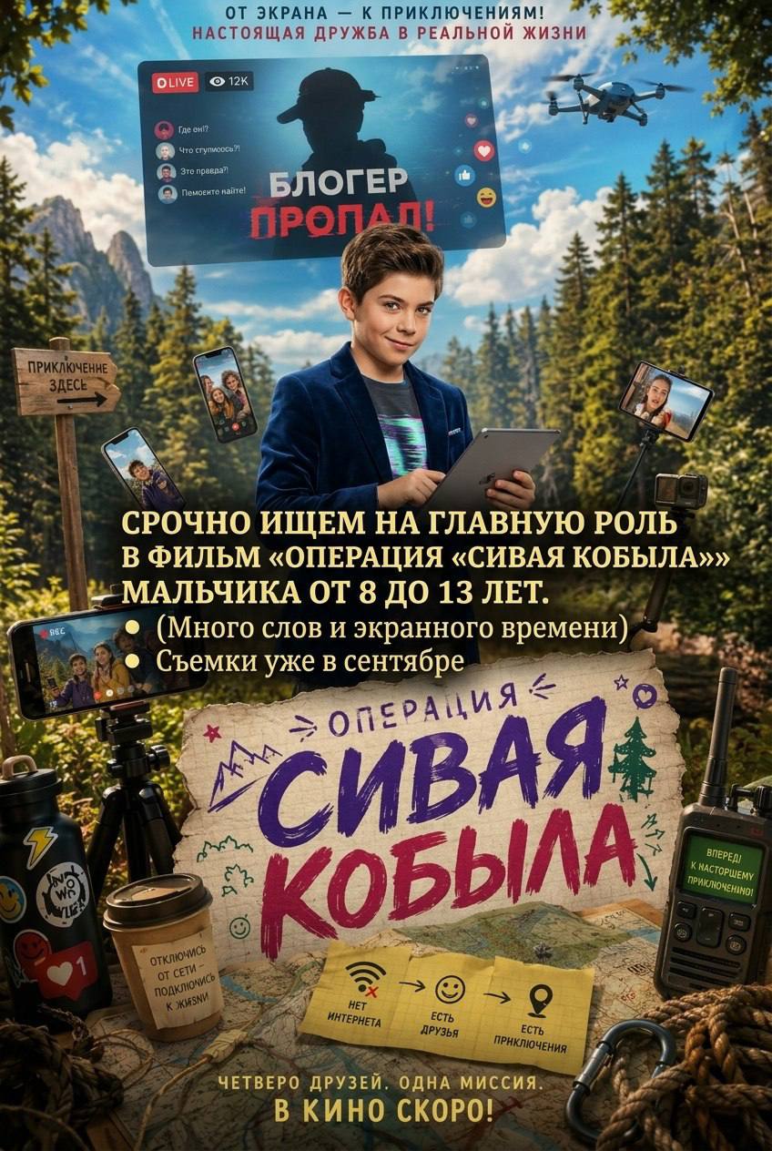‼️Срочно ищем ГЛАВНОГО ГЕРОЯ в детский приключенческий фильм.